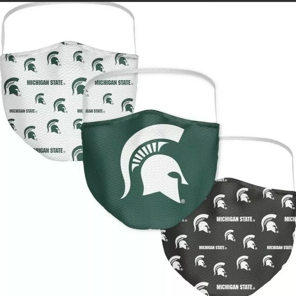 3 Pack Michigan State Spartans Licensed NCAA Washable Resuable Face Mask Cover. - Picture 1 of 8